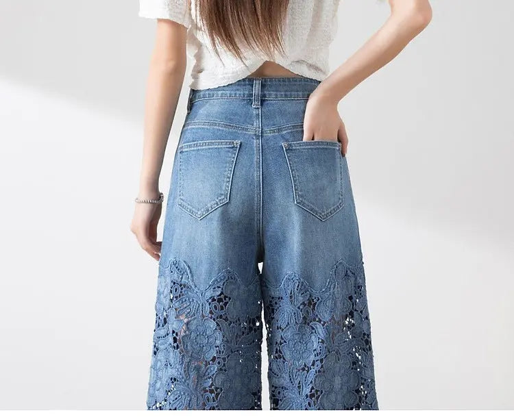 Women's Stitching High Waist Wide Leg Pants hercurva
