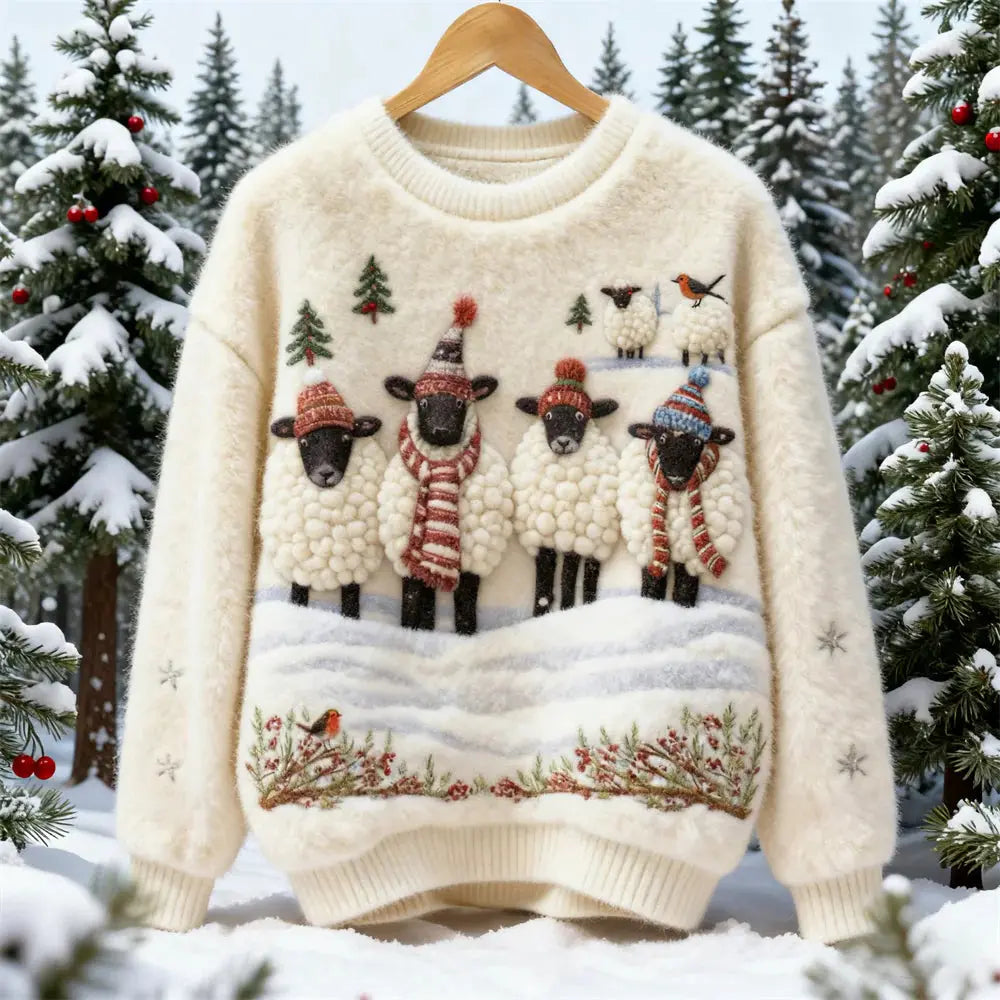 3D Digital-Print Flannel Slim-Fit Crew-Neck Sweatshirt hercurva