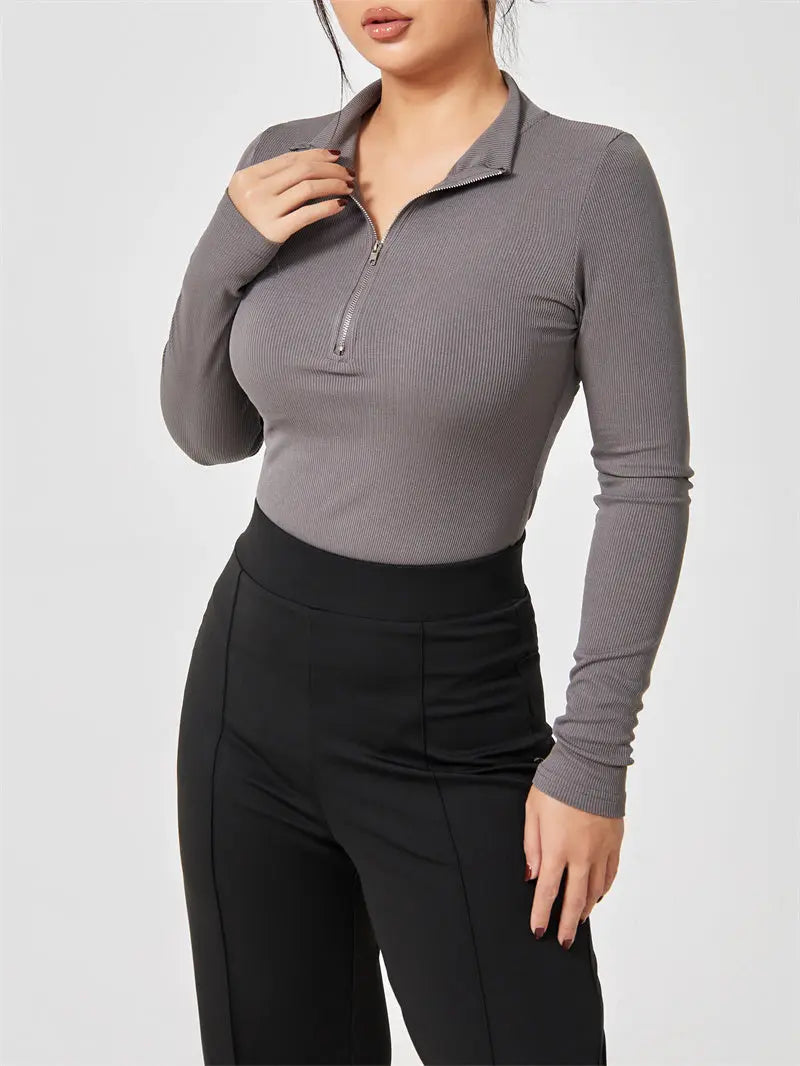 Fashion Long Sleeve Zipper Jumpsuit Seamless Slimming Shapewear For Women Romper hercurva
