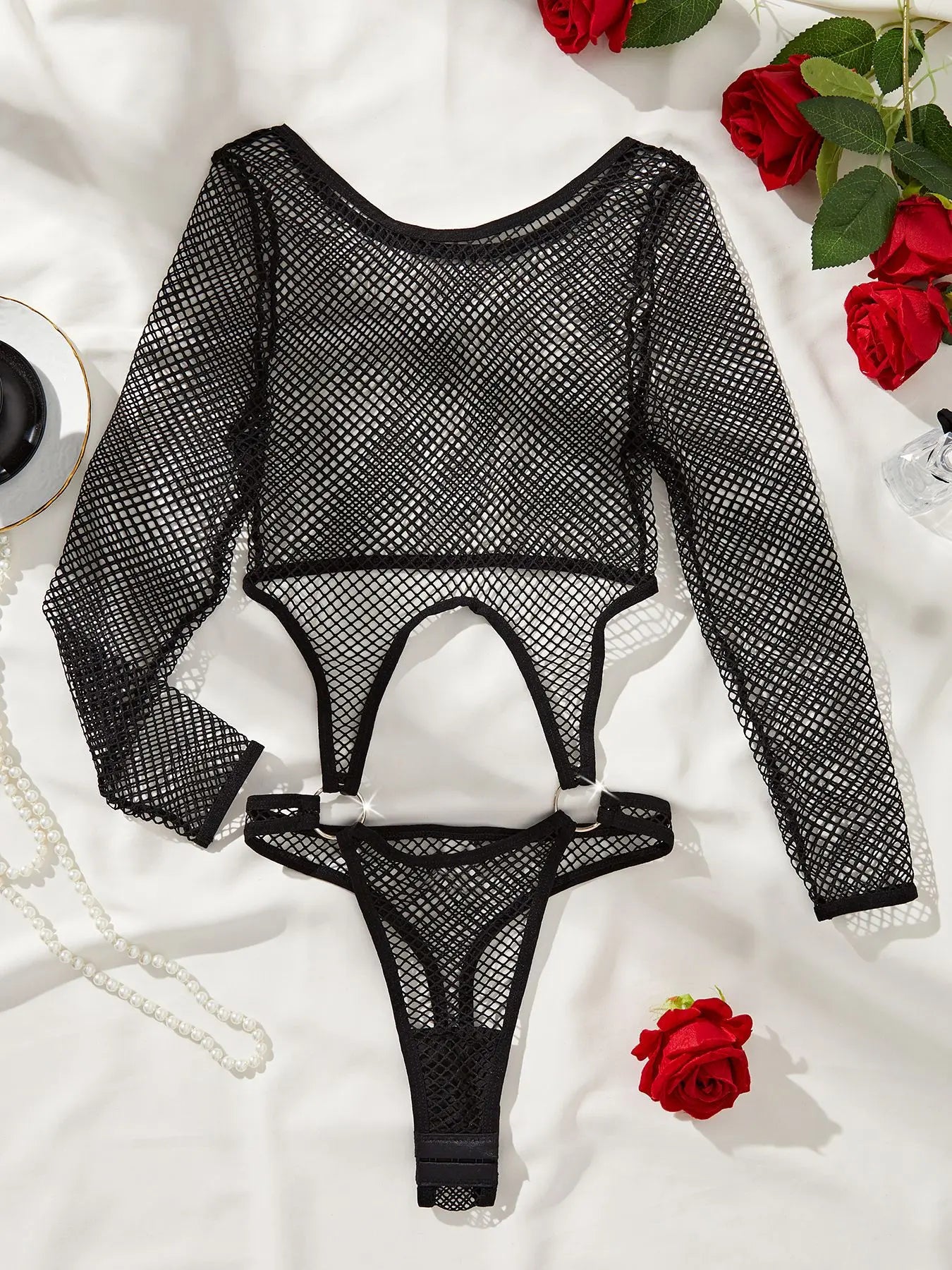Mesh Bodysuit Hollow Ring Female hercurva