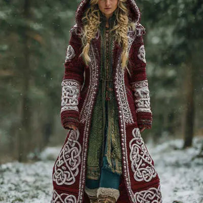 Long Loose-fitting Hooded Coat With A 3D Digital Print hercurva