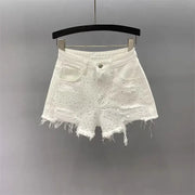High Waist Slimming Heavy-duty Colorful Rhinestone Hot Pants hercurva