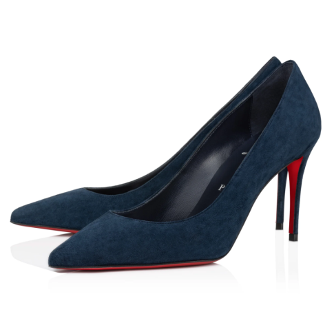 CL Kate Pumps 85mm Veau Velours Marine Blue