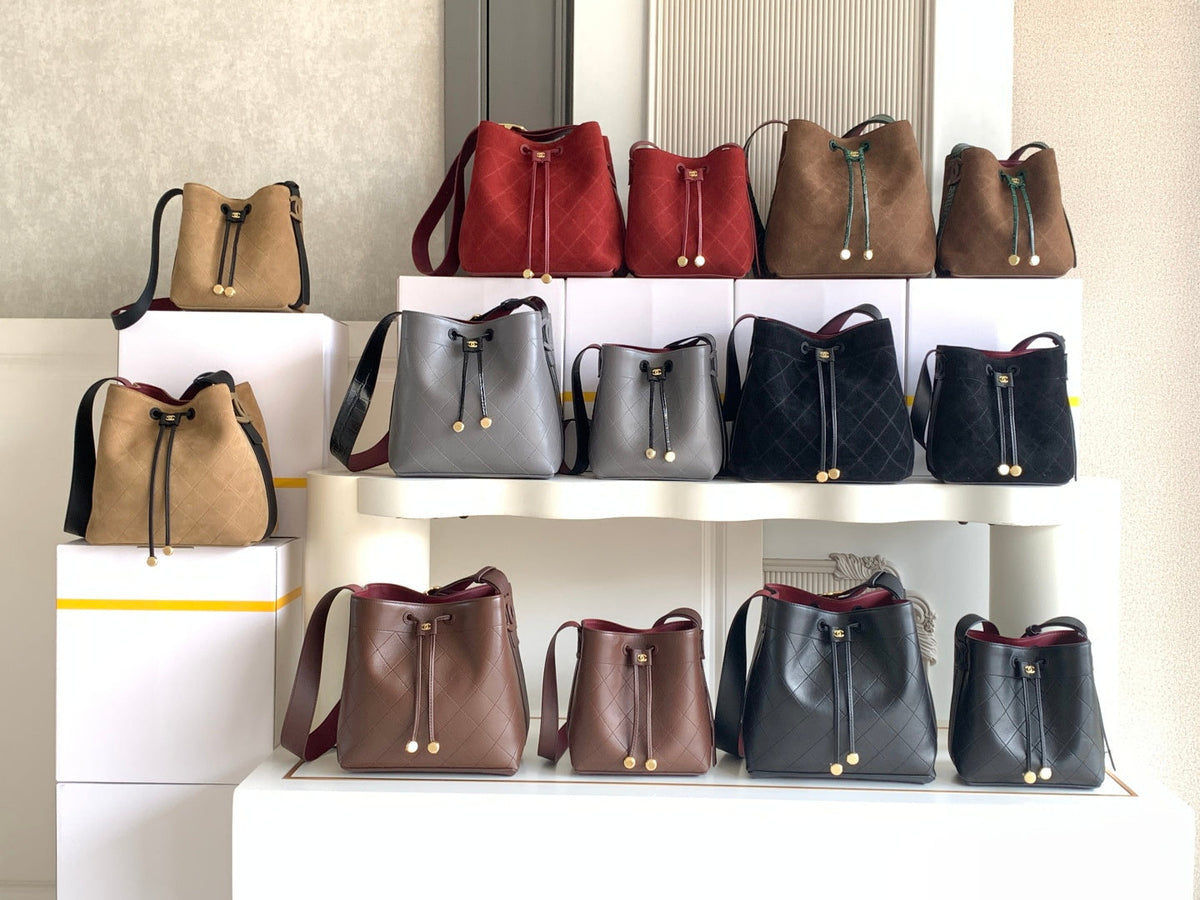 Chanel 2026 Bucket Bag Suede Leather 385786