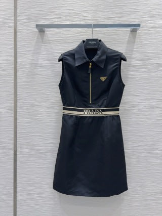 Prada 25 Vest Dress Black and Beige Polyester