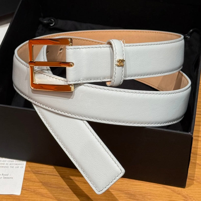 Chanel 2026 Square Buckle Belt 30mm Calfskin 213908