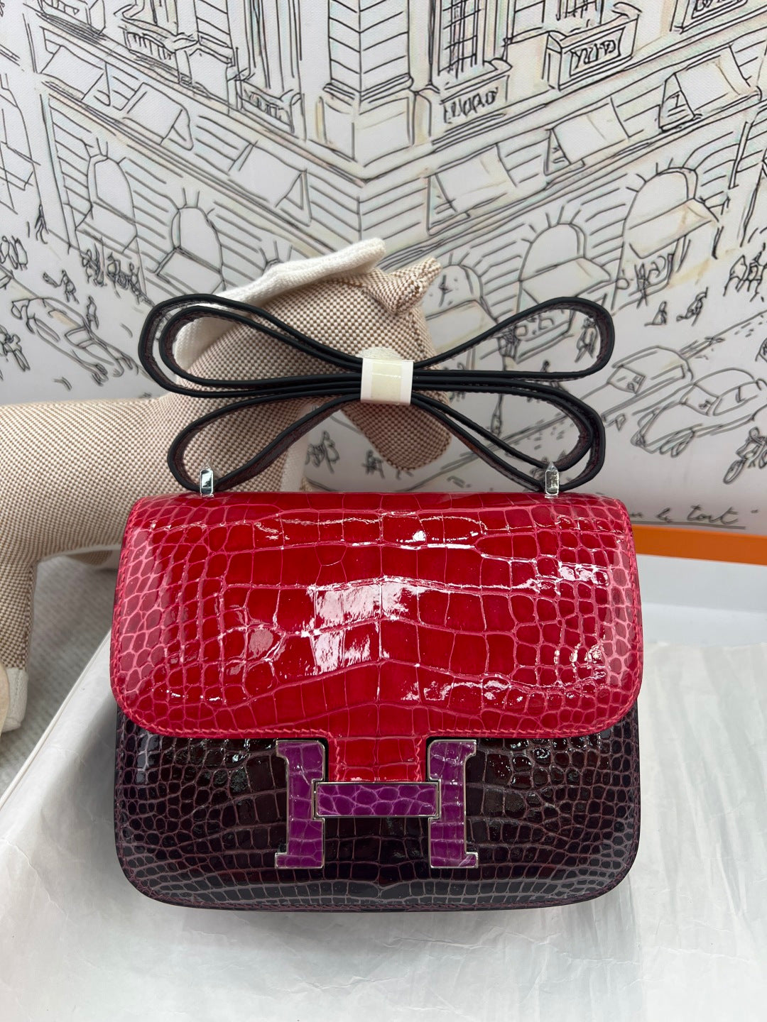 High-end Hermes 2026 Constance Bag 19cm Glossy Crocodile Leather