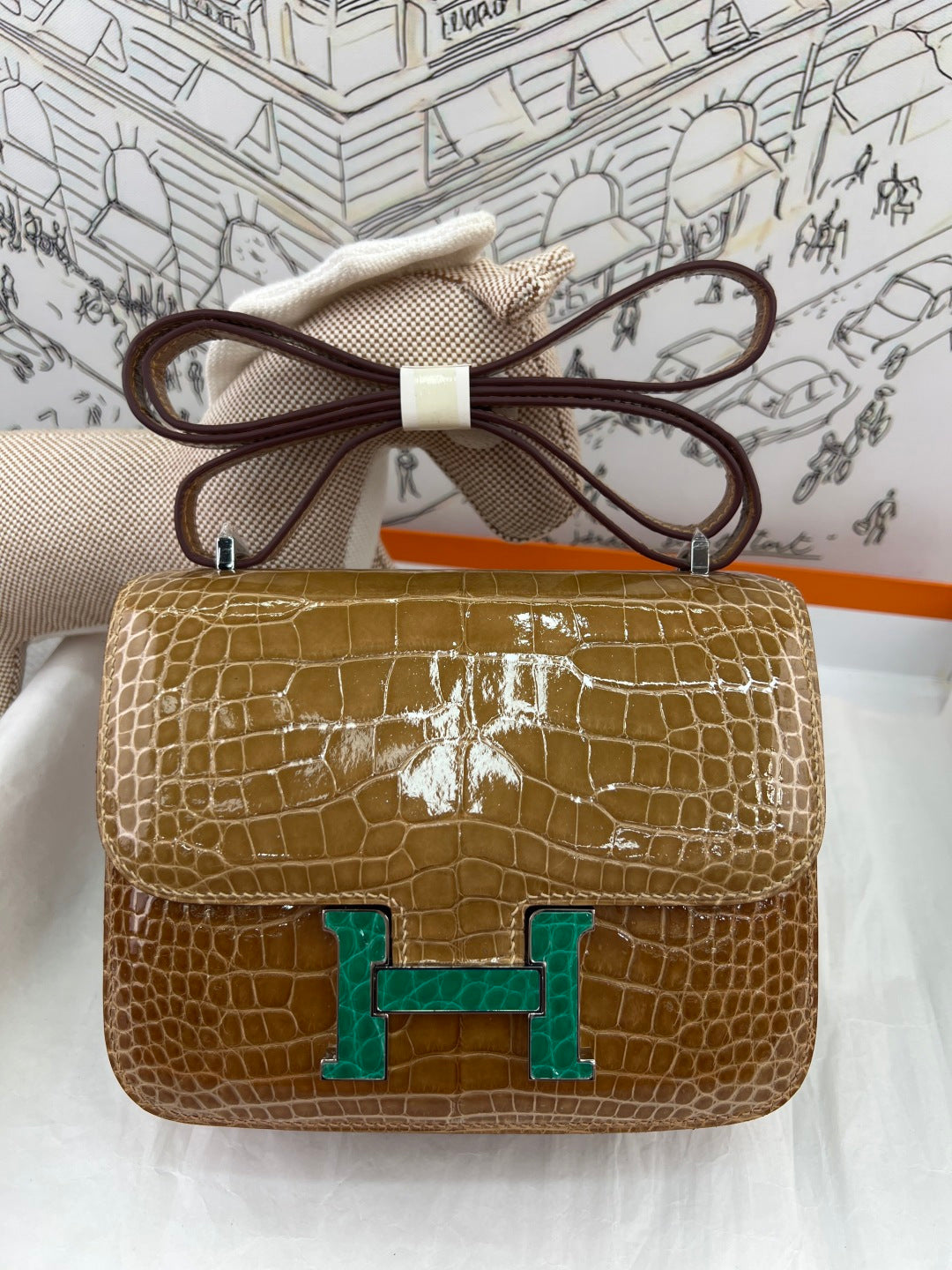 High-end Hermes 2026 Constance Bag 19cm Glossy Crocodile Leather