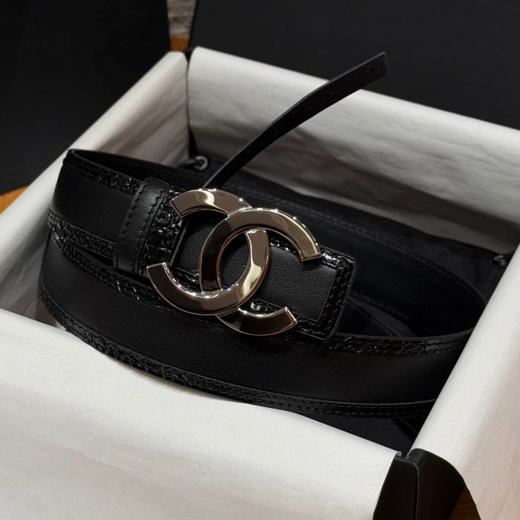 Chanel 2026 Double C Buckle Belt 30mm Calfskin 213839