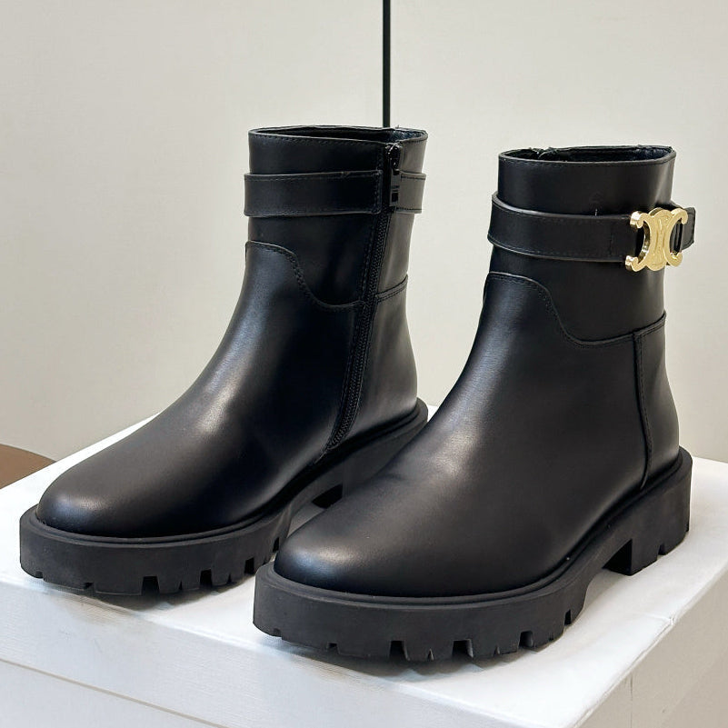 Celine 2026 Buckle Platform Boots Calfskin 986387