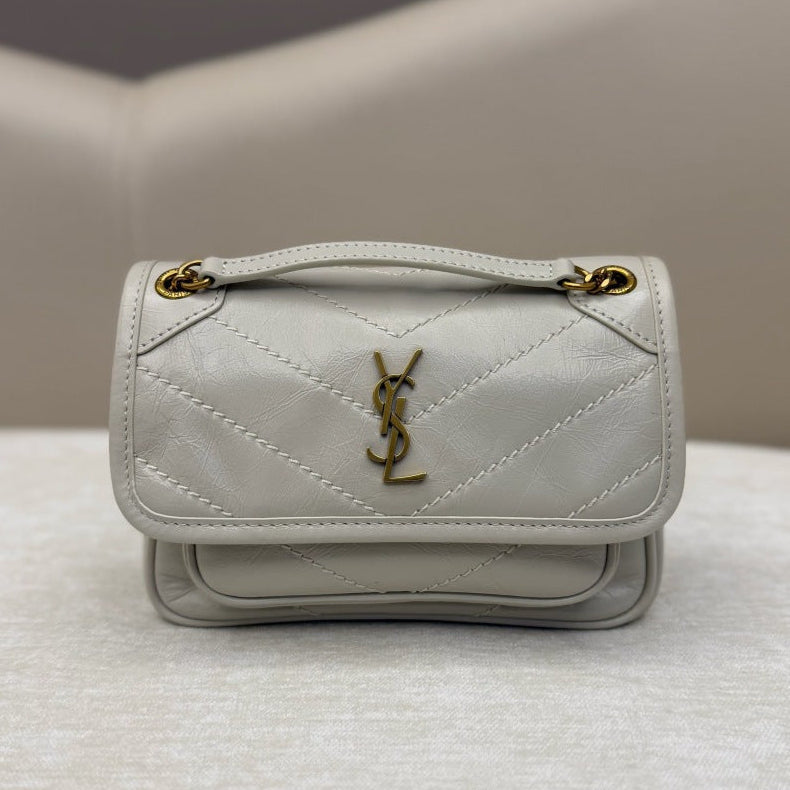 YSL 2026 Niki Mini Chain Bag 18cm Gold Hardware Leather