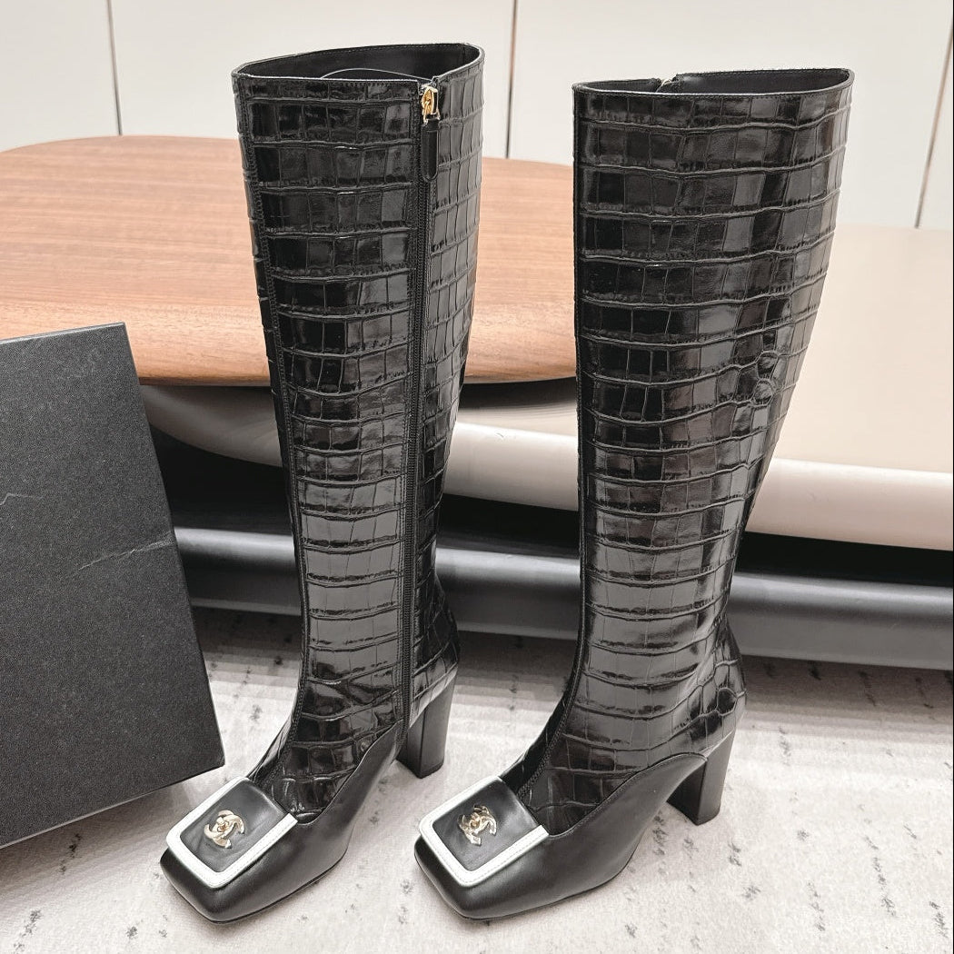 Chanel 2026 Square-Toe Boots 95mm Suede Leather 175837