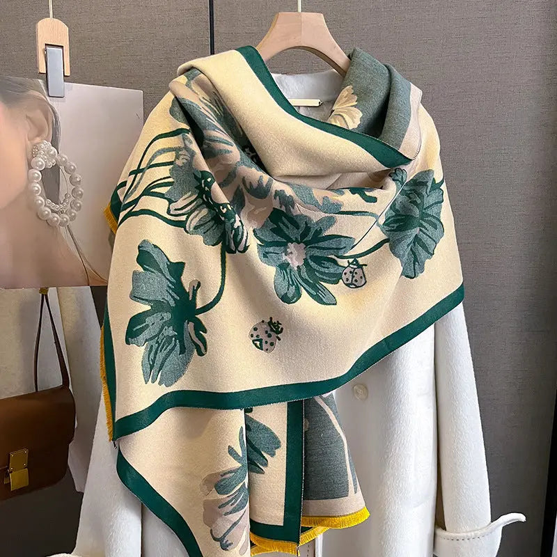 Double-sided Winter Thicken Thermal Scarf Temperament Shawl Outer Match hercurva