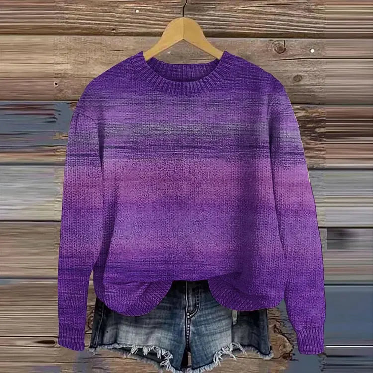 Women's Printed Wear Crew Neck Casual Sweater hercurva