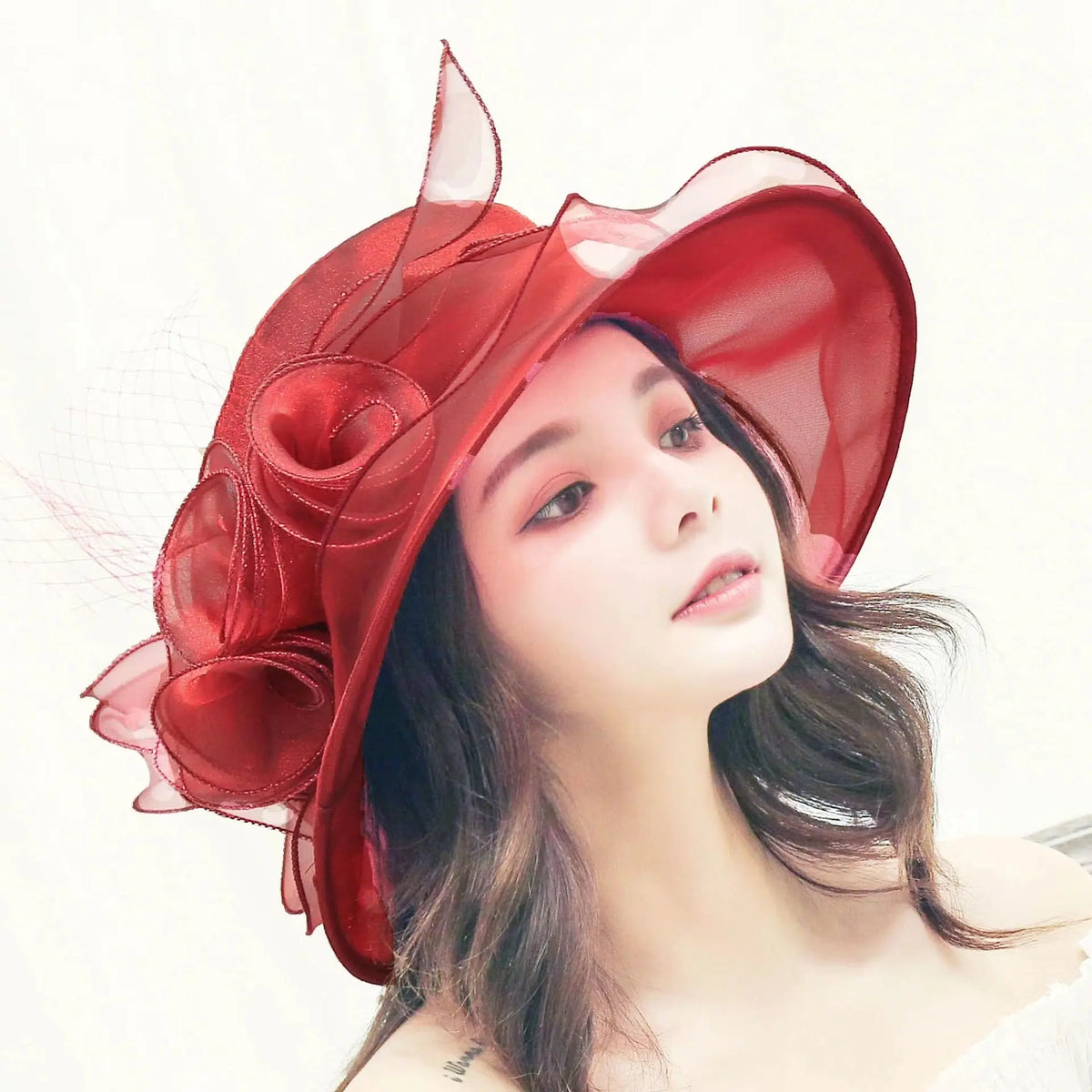 Women's Sun Hat Mesh Bowler Hat Organza Summer Sun Hat hercurva