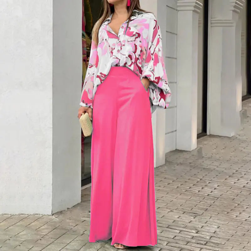 Fashionable Printed Wide-leg Pants hercurva