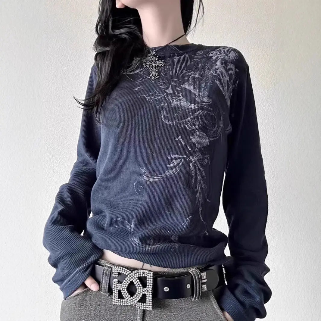 Autumn New Round Neck Long Sleeve Street Dark Style Printing hercurva
