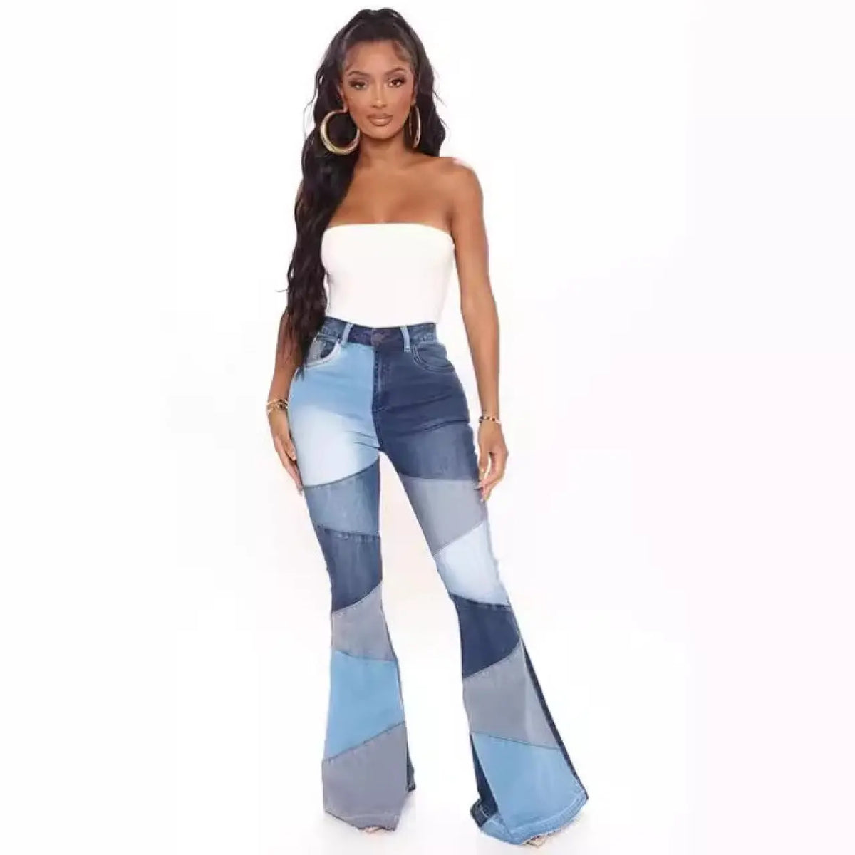 Women's Wide-leg Fashion Stitching Jeans hercurva
