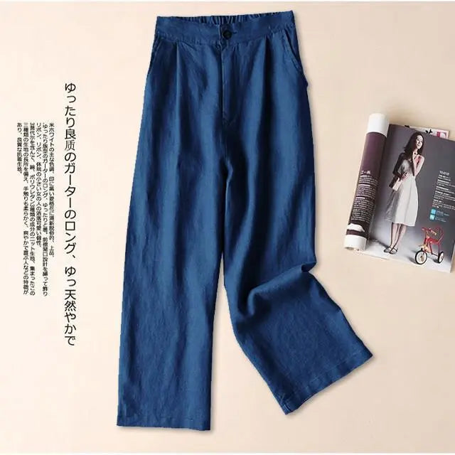 Cotton Linen Women's Wide Leg Thin Casual Pants hercurva