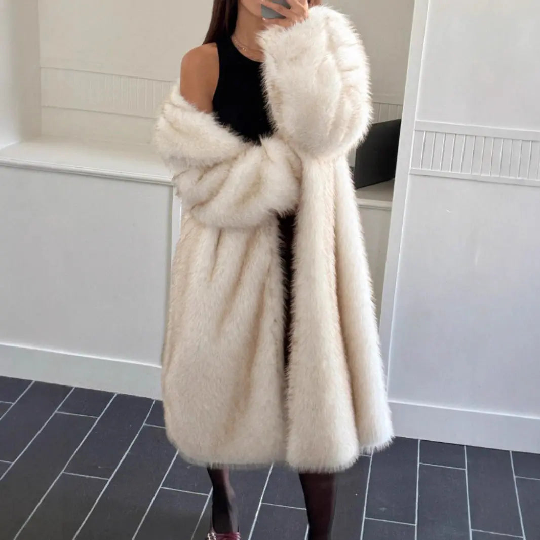 Imitation Fox Fur Long Thickened Maojian Tea Gradient Color Coat Autumn And Winter New Women's hercurva