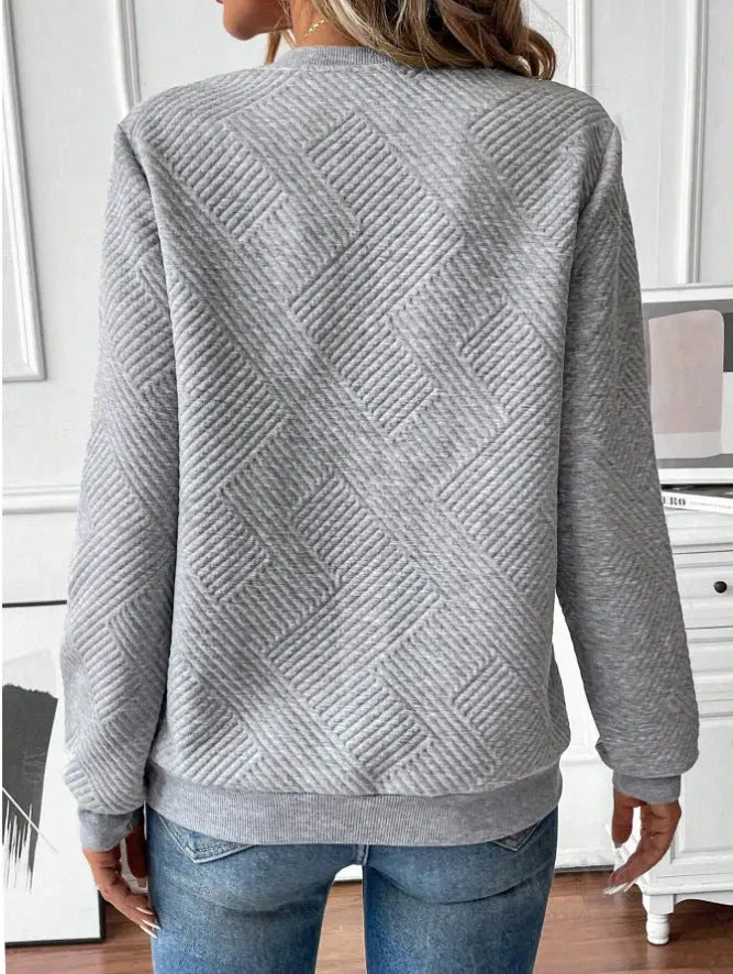 Women's Zipper Style Door-Tube Metal Long Sleeve Loose Sweatshirt hercurva