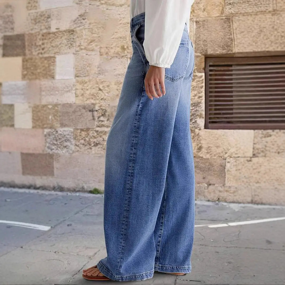 Embroidered Elastic Straight Pants Casual hercurva