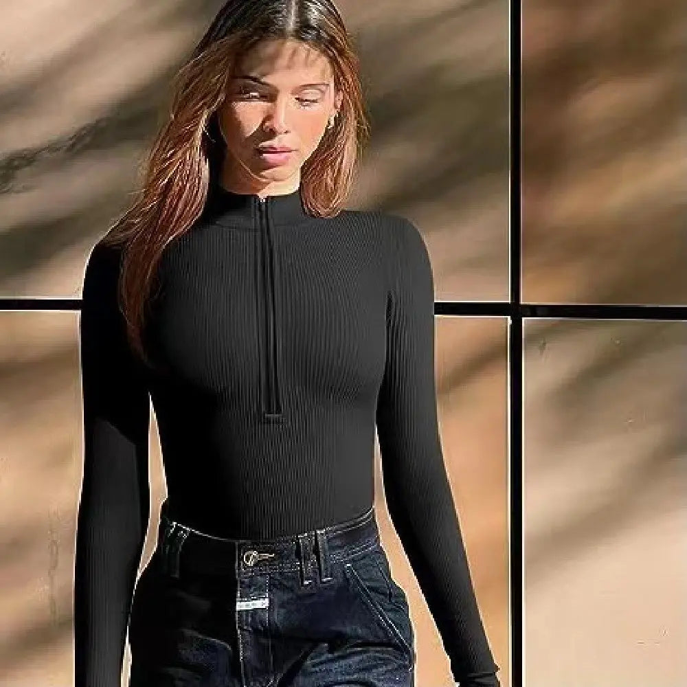 Fashion Long Sleeve Zipper Jumpsuit Seamless Slimming Shapewear For Women Romper hercurva