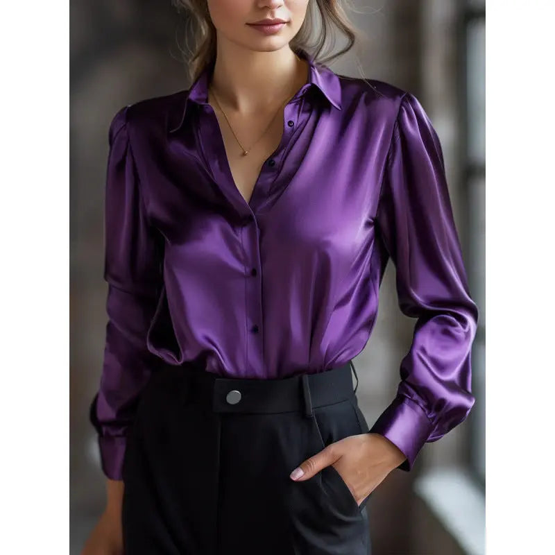 Solid-color Casual Loose-fit Women's Shirt hercurva