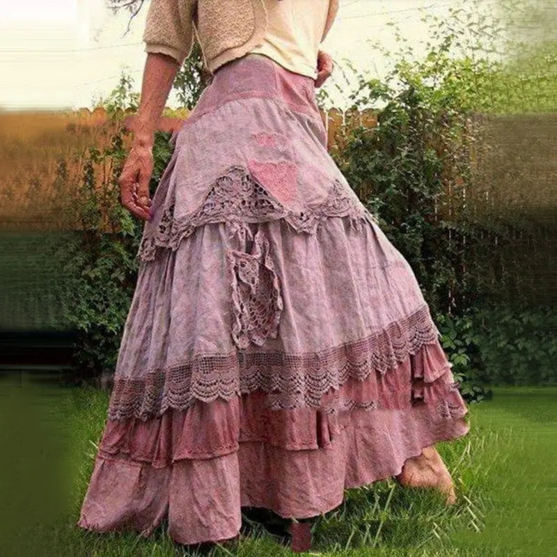 Women's Stitching Lace Large Swing Cake Skirt hercurva