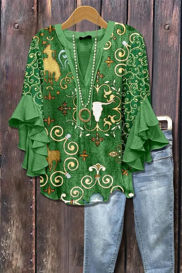 Casual Top With A Creative Floral Print And Digital Printing hercurva