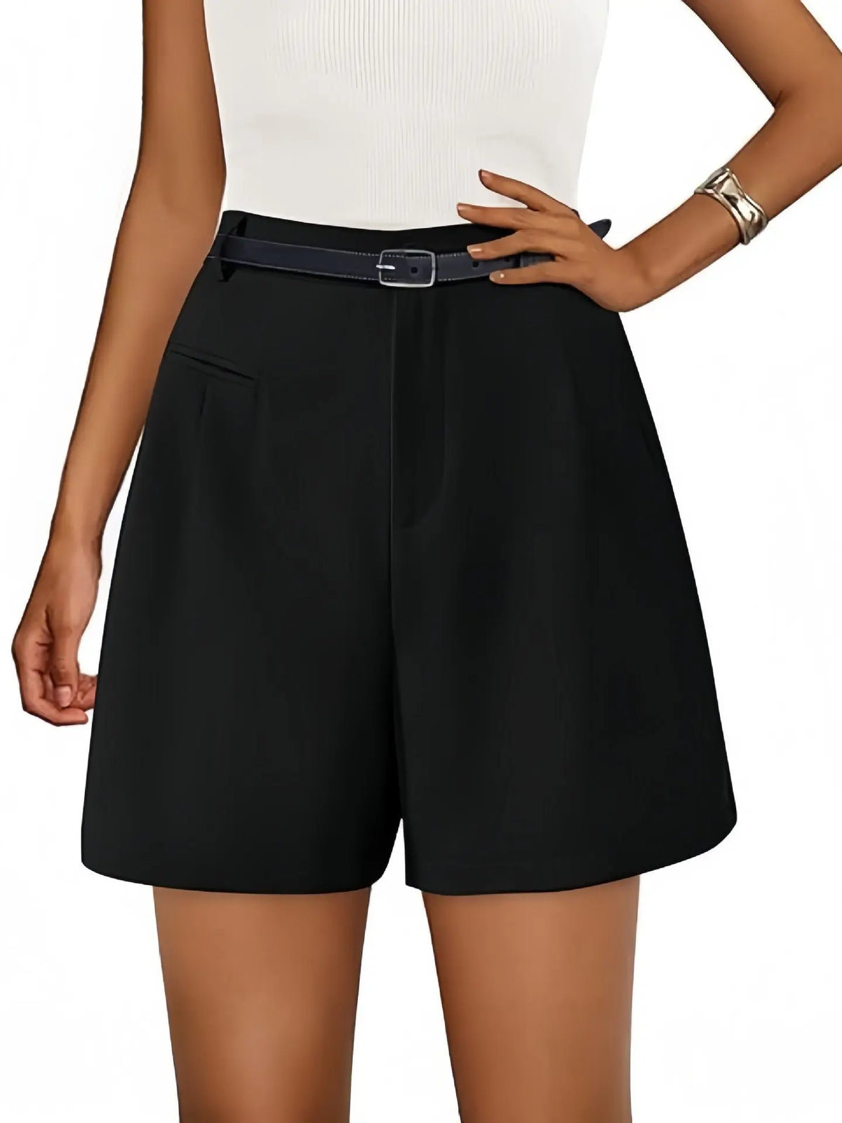 Elastic High Waist Wide Leg Casual Shorts hercurva