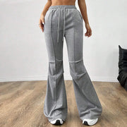 Simple Casual Pants Drawstring Elastic Waist Wide Leg Trousers hercurva