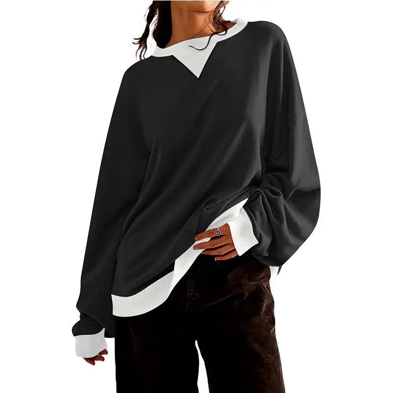 Loose Casual Contrast Color Sweater For Women hercurva