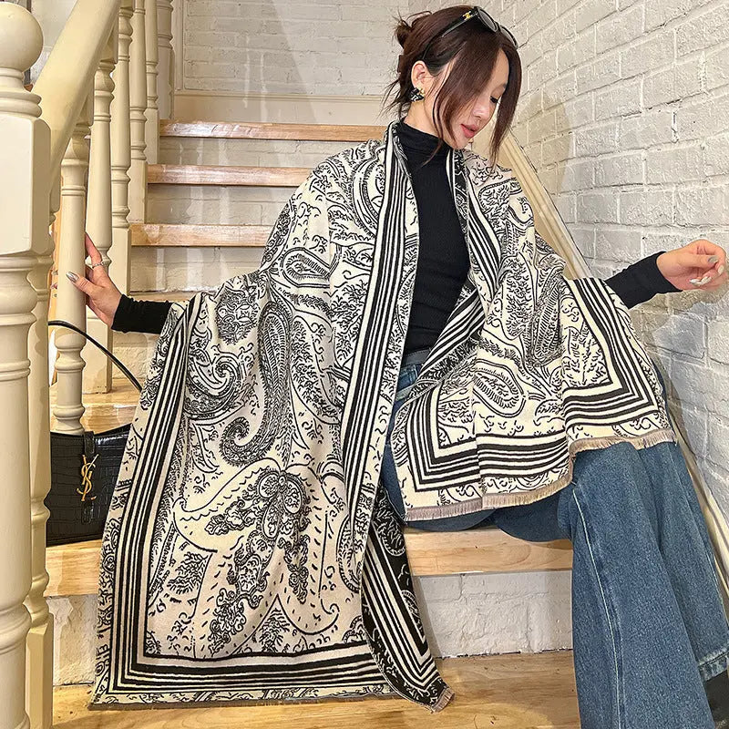 Female Versatile Fashion Thickened Warm Cashmere Scarf hercurva
