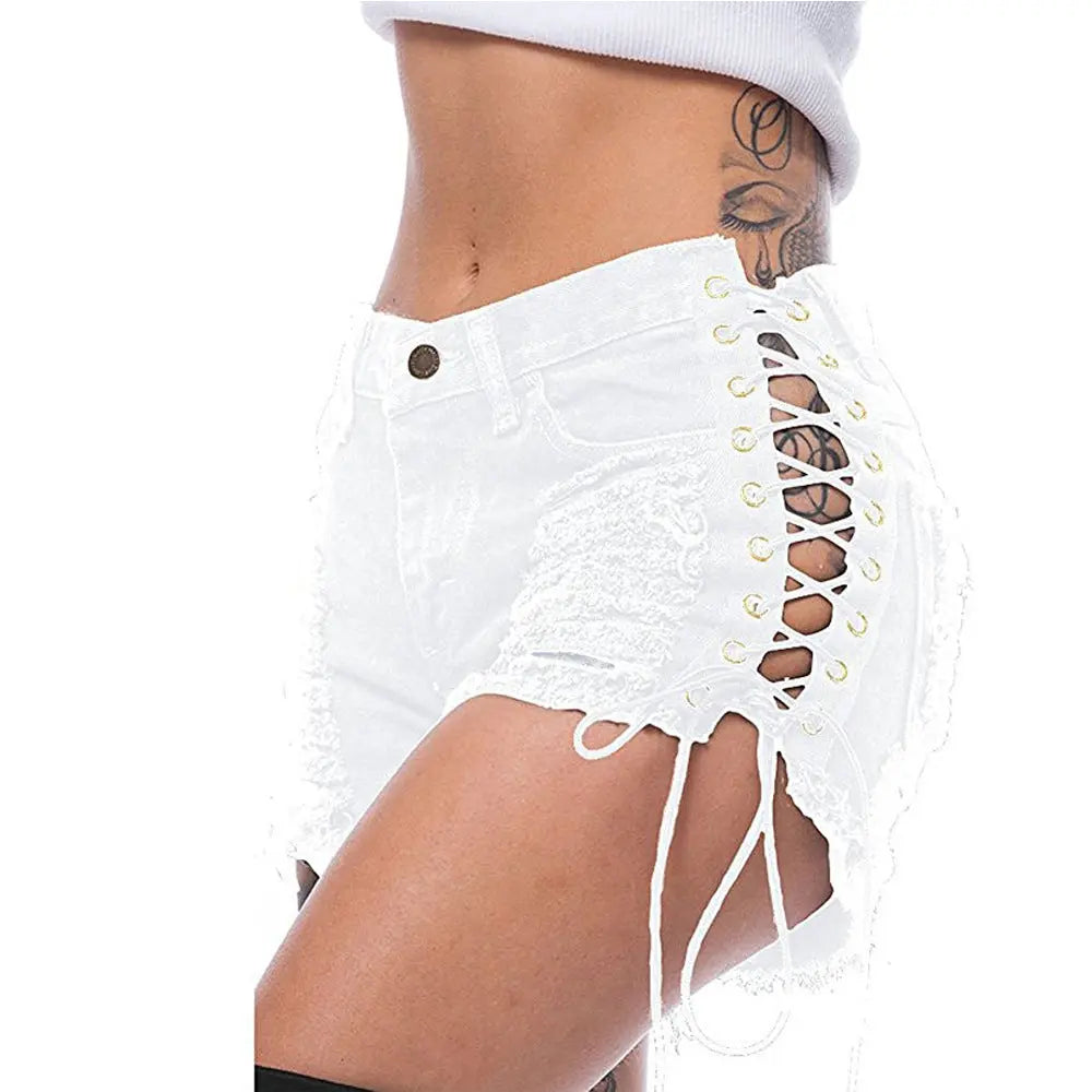 Beggar's Torn Women's Jeans Bandage Nightclub Women's Hot Pants hercurva