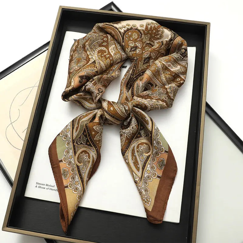 Artificial Silk Striped High-grade Korean Style Stylish Beach Arm Bag Silk Scarf hercurva