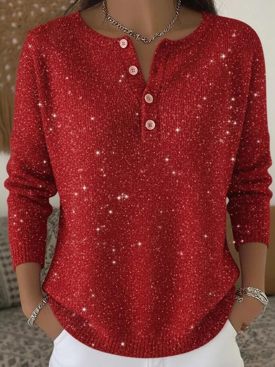 Retro Christmas 3D Digital Printing Four-button Stand Collar T-shirt hercurva