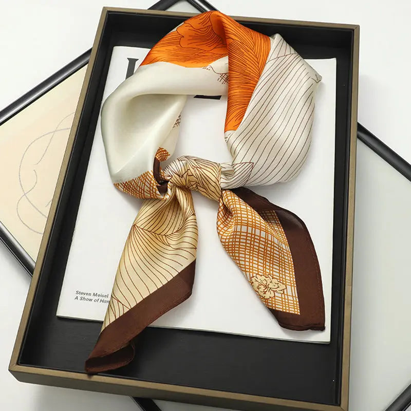 Artificial Silk Striped High-grade Korean Style Stylish Beach Arm Bag Silk Scarf hercurva