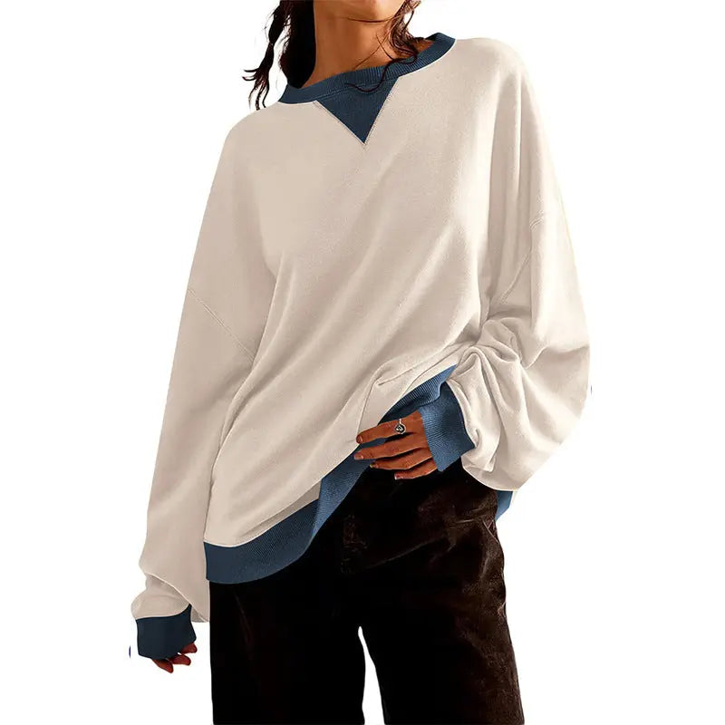 Loose Casual Contrast Color Sweater For Women hercurva