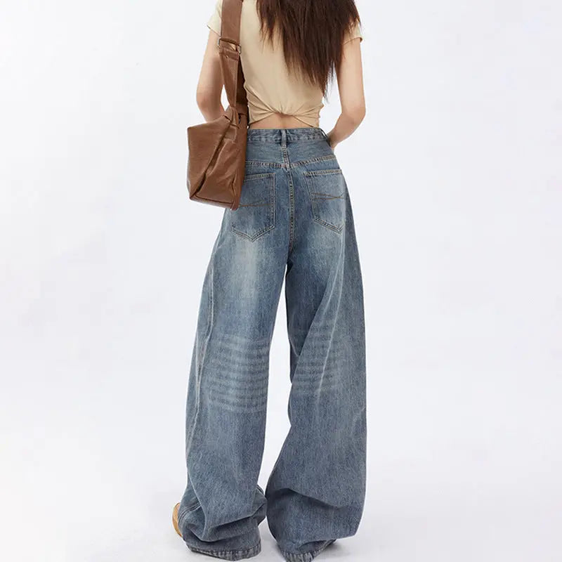 Women's High Waist Wide Leg Jeans Baggy Straight Trousers hercurva
