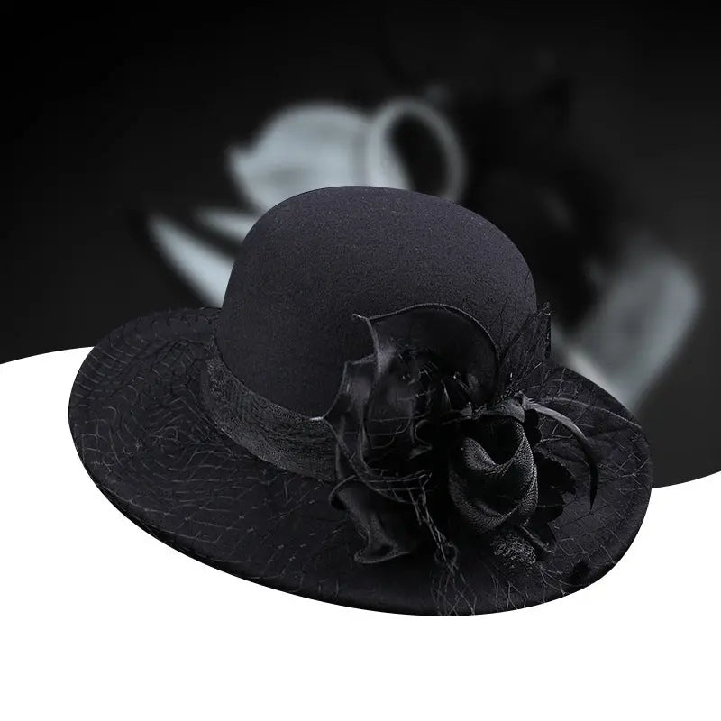 Net Yarn Flowers Woolen Basin Hat Female European And American French Hepburn Style hercurva
