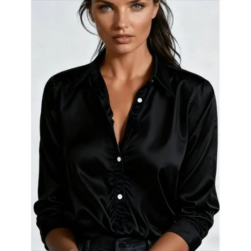 Solid-color Casual Loose-fit Women's Shirt hercurva
