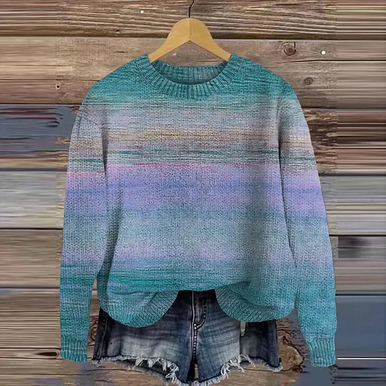 Women's Printed Wear Crew Neck Casual Sweater hercurva