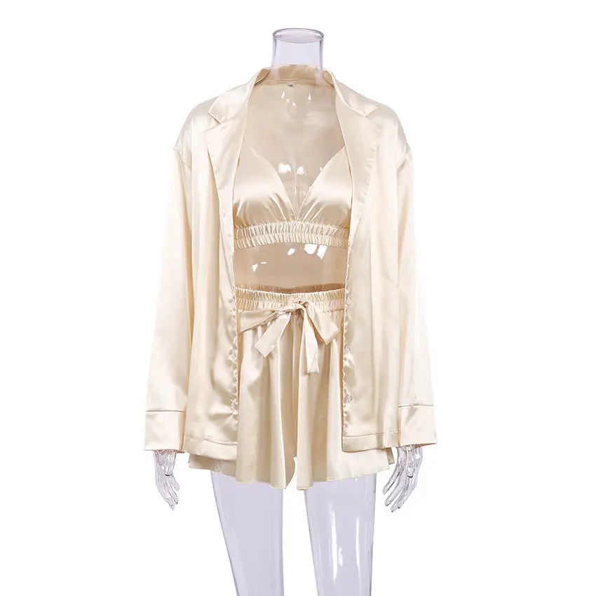 Luxury Comfortable Pajamas For Women 3 Piece Loungewear Set hercurva