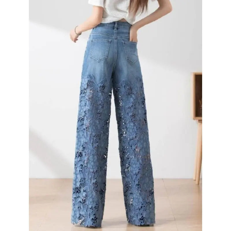 Women's Stitching High Waist Wide Leg Pants hercurva