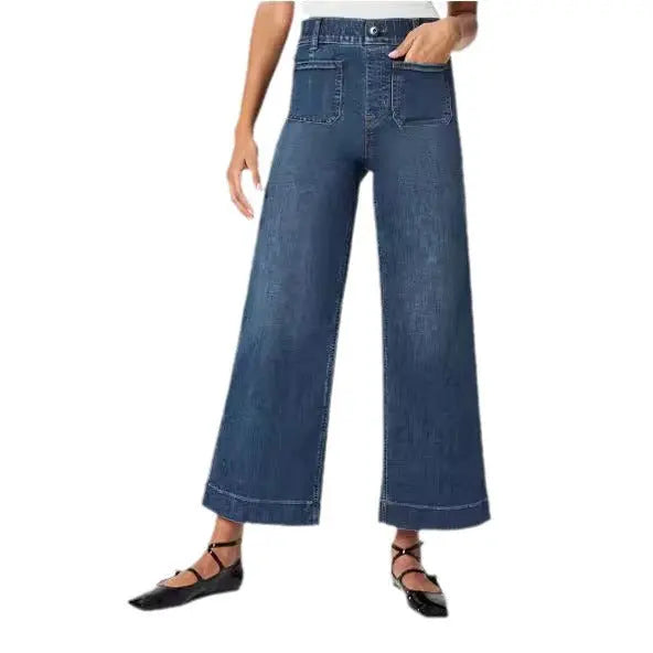 Cropped Style Wide Leg Women's Clothing Oversized Jeans, Shade Blue hercurva