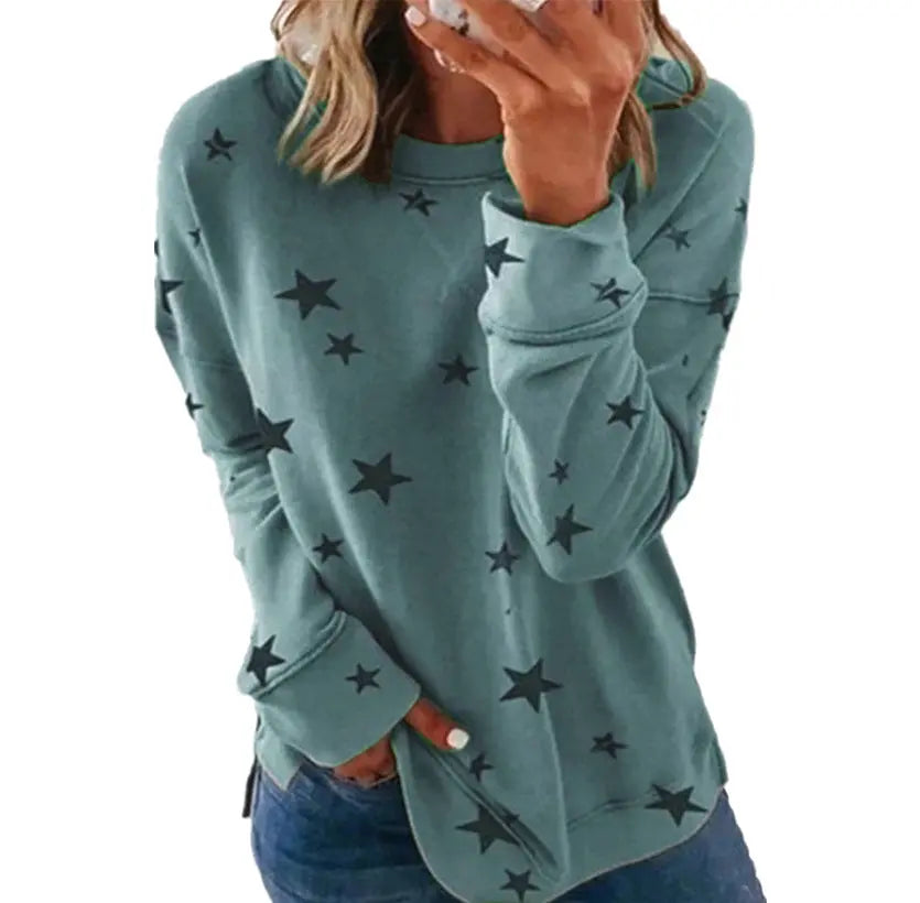 Star print stitching T-shirt fashion top women hercurva