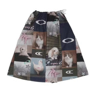 Rabbit Cat Printed Cute A Pendulum Length Skirt hercurva
