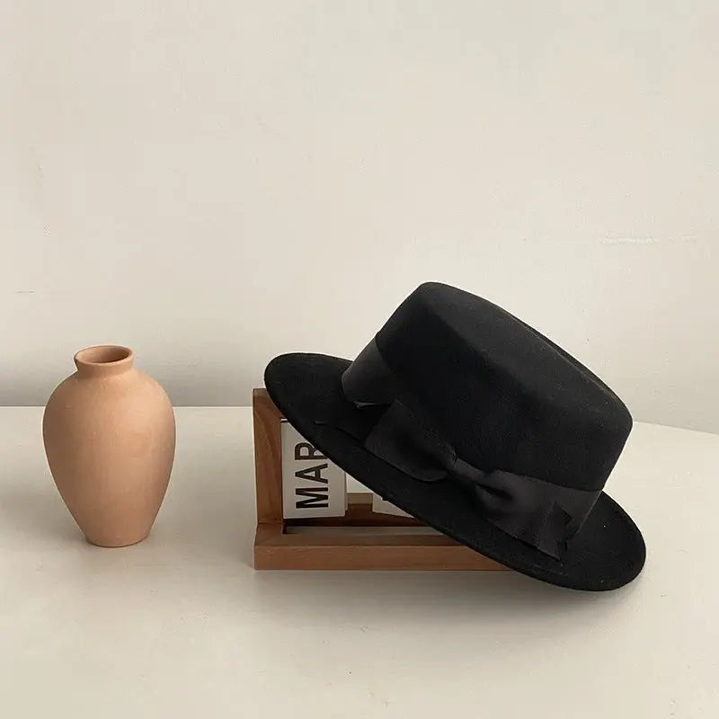 Bow Japanese Style British Style Western Style French Retro Flat-brimmed Cap hercurva