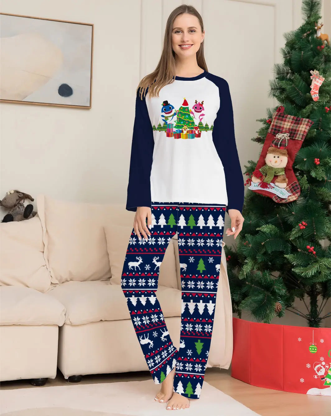 Family Matching Christmas Pajamas Set Xmas Long Sleeve Sleepwear Nightwear For Couples Kids Baby hercurva
